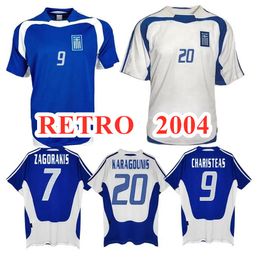 Retro classic 2004 Greece soccer jerseys man t shirts Charisteas Tsiartas Nikolaidis Zagorakis Karagounis national team home away football shirt