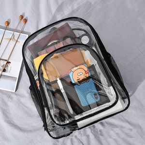 RETRO Classic AOSBOS PVC Sac d'école transparent imperméable à imperméable Voir à travers sacs à dos de haute qualité grande capacité solide clair 211025