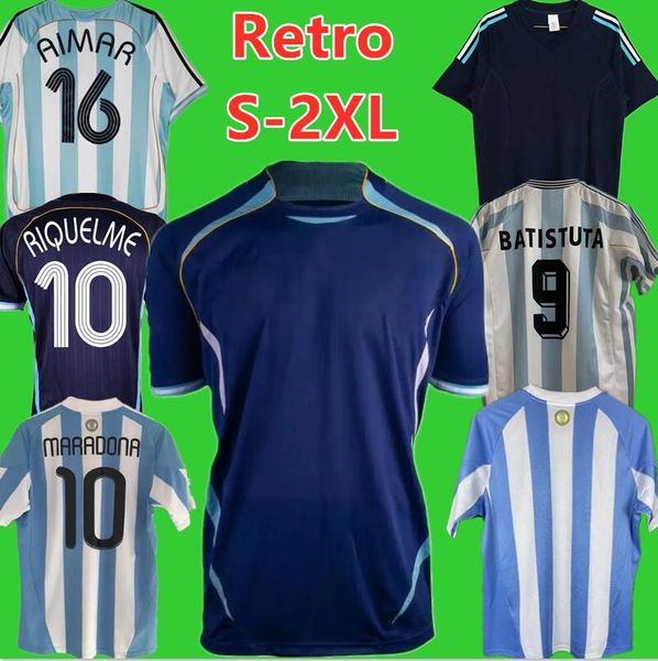 Retro Classic Argentina National Team Soccer Jerseys 1994 1996 1998 2000 2001 2002 2006 2010 18 Ortega Maradona Crespo Batistuta Riquelme Simeone Football Shirt 999