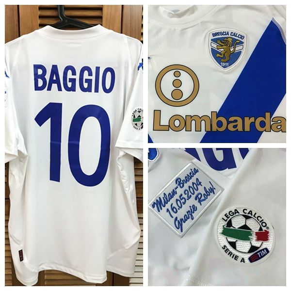 Retro Classic Brescia 03/04 Away Camisa Jersey Mangas cortas Fútbol Baggio Adiós Nombre personalizado Parches Patrocinadores