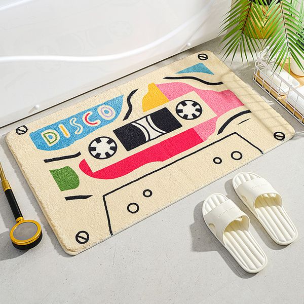 Retro Classic Cassette Music Tape Mats Softs Tapes Home Entrance Carpet Chadow Toilet Bathroom Door Porte absorbante Pava de pied sans glissement