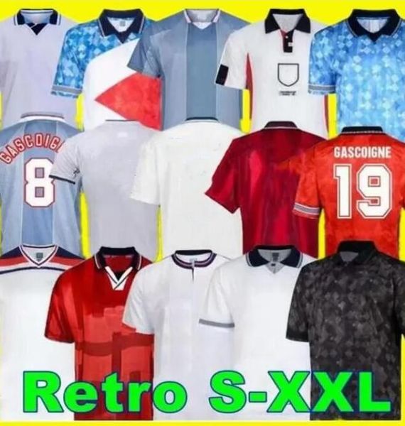 Retro clásico inglés Shearer camisetas de fútbol 1990 1992 1994 1998 2002 Copa del mundo BLACKOUT Mash 1980 1982 Vintage 1996 OWEN GERRARDGASCOIGNE camiseta de fútbol