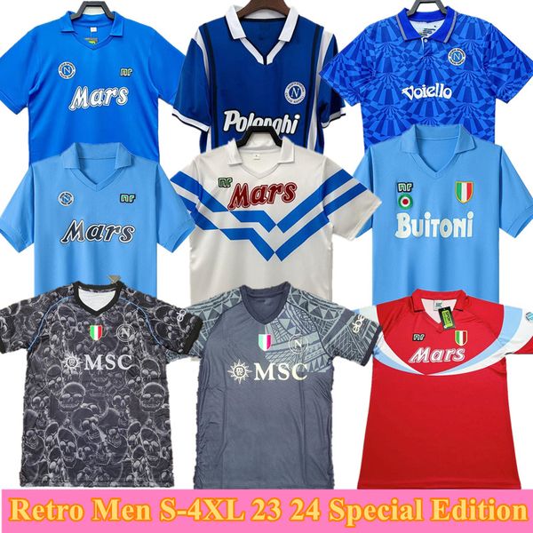 Kit de maillots de football rétro classiques Napolis 86 87 88 89 90 91 92 93 MARADONA 1986 1987 1988 1989 1991 Maillots Napoli HAMSIK L.INSIGNE HIGUAIN Maillots de football rétro