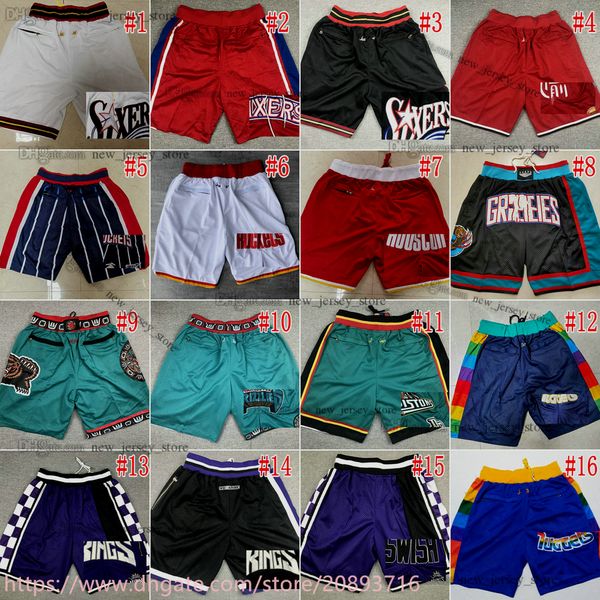 Retro Classics S-XXXL Just Don Basketball Pocket Shorts Sports décontractés avec poches Baseball Zipper Sweatpants Football Respirant Gym Training Beach Pants
