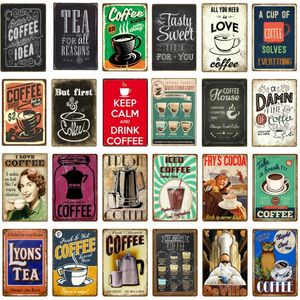 Retro Coffee House Metal Tinnen Signs Cafe Decoratie Plaque Vintage Art Poster Pub Bar Plaat Home Wall Decor Tea Painting Personaliseerde Tin Poster Maat 30x20cm W02