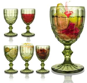 Retro-gekleurde wijnglazen drinken waterbeker met meerkleuren diamantpatroon gobletglas