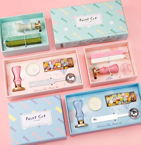 Bougies rétro colorées kit de cire de scellant en bois tampon en bois