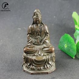 Retro Copper Guanyin Bouddha Statue Home Decoration Sculpture Sculpture Salon Bureau Ornement Miniatures Figurines 240517