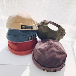 Retro Corduroy Originele Docker Sailor Biker Cap Brandless Skullcap Men en Trend Hip-Hop Hat Herfst en Keep Warm Hat Y201024