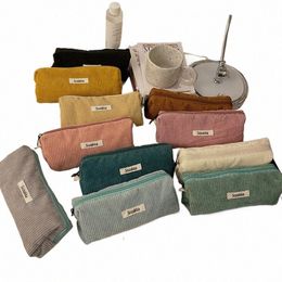 Retro Corduroy Travel Cosmetic Lipstick Bag Purse Storage Bolsos de maquillaje Sólido Magno Magnis