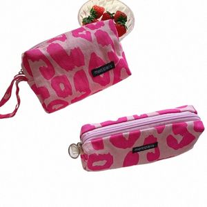 Bolsa de cosméticos retro de pana para mujer, estuche de lona a cuadros simple para niñas, estuche para lápices con estampado de leopardo, bolsa de almacenamiento para lápiz labial para mujer, billetera pequeña d4nm #