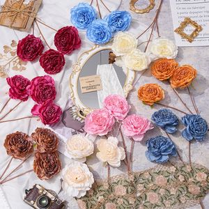 Simulation d'artisanat rétro 3 Peony Fake Flowers Festered Rolated Edge Rose Photography Props Wedding Peony Ty