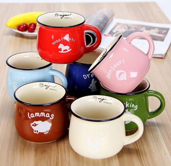 Tasses rétro créatif céramique céramique pot pot ventre lait petit déjeuner coiffe glaçure tasse logo personnalisation1