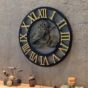 Rétro Creative Horloge Murale Ronde En Bois Numérique Silencieux Grande Horloge Murale Vintage Décor Industriel Reloj De Pared Décor À La Maison DJ60WC H1230