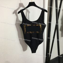 Retro Crew Neck Halter Bikini Designer imprimé une pièce de maillot de bain Femme Summer Beach Surfing Vacation Swwear