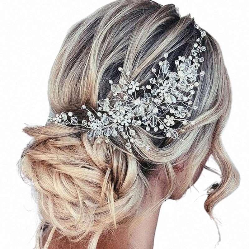 Ретро хрустальная страза Свадебная повязка на голову Sier Fr Hair Jewelry Элегантные женщины украшения волос украшения свадебные волосы акции Tiaras v1gz#
