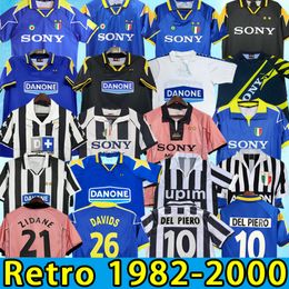Retro Del Piero Montero Jerseys de fútbol Platini Zidane Inzaghi Rossi Vieri Davids Camisa de fútbol Juventus 82 83 84 85 92 94 95 96 97 98 99 00 1982 1983 1984 1998 1999 2000