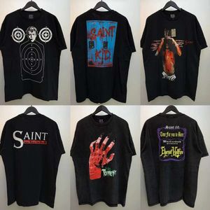 T-shirts de créateurs rétro pour hommes et femmes rue American Trendy Saint Michael Summer lavé en détresse imprimées décontractées pour hommes à manches courtes xxqu