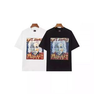 T-shirts de créateurs rétro pour hommes et femmes Saint Michael Cartoon Einstein Graffiti Portrait imprimé Coton Pure Round Col