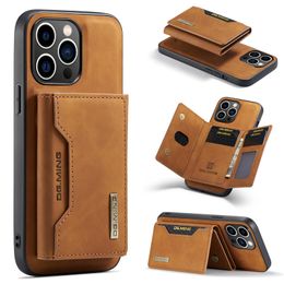 Fundas de teléfono con folio magnético desmontable retro para iPhone 14 13 12 11 Pro Max XR XS 7 8 Plus SE2 SE3 Robustas ranuras para tarjetas múltiples Soporte de billetera de cuero Carcasa protectora