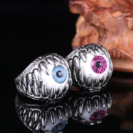 Retro Duivel Tanden Ogen Vorm 14K Wit Gouden Ringen voor Mannen Vrouwen Punk Devil Eye Ring Hip Hop Rock