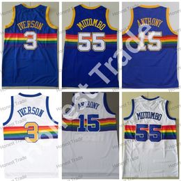 Maillot de basket rétro Dikembe Mutombo 55 3 Allen Iverson blanc cousu Vintage pour hommes