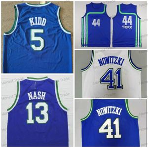 Rétro Dirk 41 Nowitzki Hommes Basketball Jersey 5 Kidd Blue Nash Maillots pour hommes cousus de haute qualité Uniformes vintage Maillots cousus Vêtements de plein air