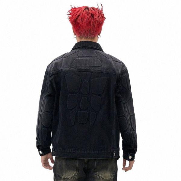 Vestes en Denim pour hommes et femmes, armure de Robot rétro, manteaux d'hiver esthétiques foncés pour hommes et femmes, vêtements gothiques Grunge, Streetwear 5301 #