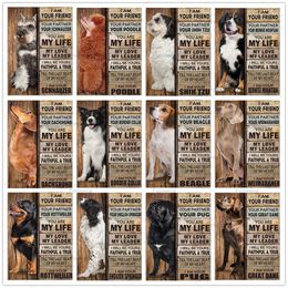Retro Dog Pet Meatl Sign Border Collie Beagle Golden Retriever grappige schilderbar Pet Doghome Accessoires Posters Garden Decoratie Custom Tin Plate 30x20cm W01