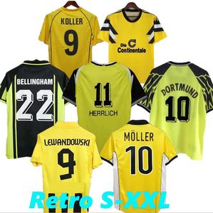 Rétro Dortmund 01 02 maillots de football 00 02 maillots de football classiques Lewandowski ROSICKY EWERTHON BOBIC KOLLER METZELDER 94 95 96 97 98 99 12 13 REUS MOLLER maillot de football