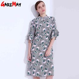 Retro jurk voor vrouwen chiffon elegante groene vrouwelijke kleding lange partij es sundress garemay 210428