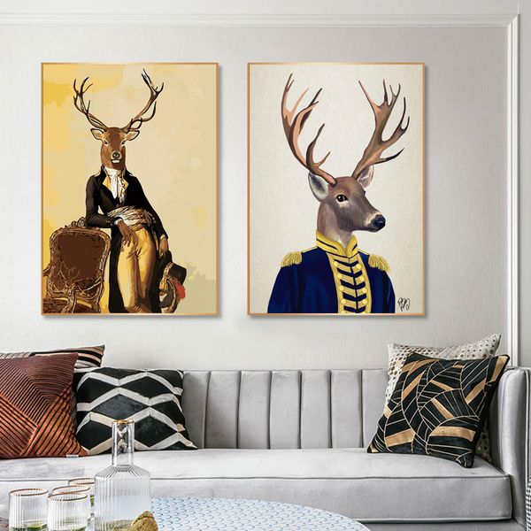 Pósteres Retro de Duke Elk Deer, imágenes de animales, impresiones en lienzo, pintura de pared para sala de estar, decoración del hogar sin marco