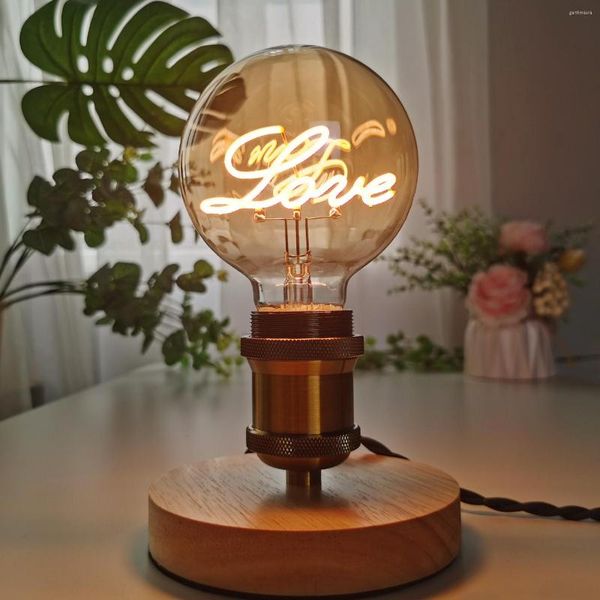 Ampoule rétro Edison variable E27 220V 110V 4W G95, lumière lettre d'amour, décoration de maison, Filament LED