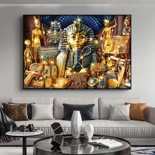 Retro Egypt Papyrus Pharaon Character Hiéroglyphics Affiche Toile imprimé peinture Mur Art Image du salon Vintage Home Decor