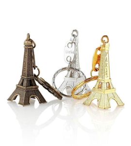 Retro Eiffel Tower Keychain Stamped Paris France Fashion Creative Gift Keychain Gold Sliver Bronze Key Ring Wholes2121405
