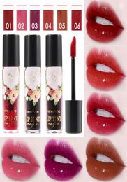 Retro elegante rosa rojo tinte de labios impermeable de larga duración multifunción brillo de labios tinte líquido lápiz labial colorete cosméticos 6161720