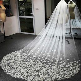 Retro Elegant Wedding Veils 2020 3D Appliqué blanc Ivory Champagne Long Bridal Veils Accessoires de mariage sur mesure 266Q