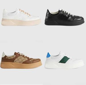 Sneakers Mannen Vrouwen Casual Schoenen Reliëf Sneakers Wit Web Zwart Leer Chunky Vetersluiting Beige Ebbenhout Canvas Platform Mannen Trainers NO334