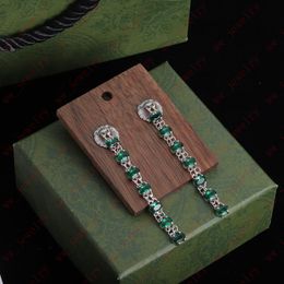 Retro Emerald Lion Crystal hanger oorbellen, gepersonaliseerde oorbeugels, 925 zilveren naalden zijn niet allergisch, sieradenontwerper, banket, cadeau, foto zeer fotogeniek
