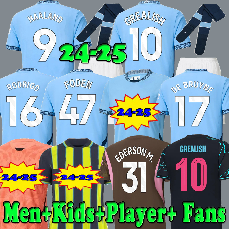 24 25 25 erling Haaland Soccer Jerseys Fani gracz Kovacic Doku Grealish de Bruyne Foden Ederson M 2024 2025 Koszulki piłkarskie Męs