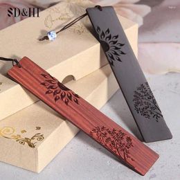 Marcapáginas de caoba con grabado Retro, suministros de escritura para oficina de estudiantes, papelería de madera para escuela primaria de estilo chino