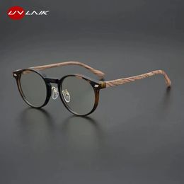 Le cadre de lunettes rétro avec du bois peut être jumelé anti-myopie bleu lumière à la mode pour hommes et femmes 240423
