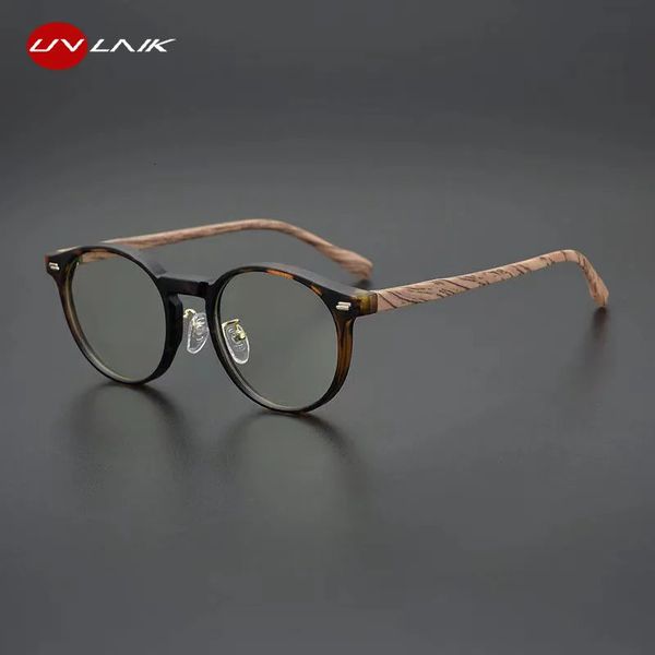 Le cadre de lunettes rétro avec du bois peut être jumelé anti-myopie bleu lumière à la mode pour hommes et femmes 240423