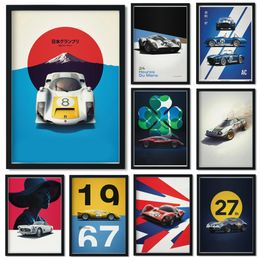 Retro F1 Racing Poster Canvas schilderij sport auto stijl motorsport schilderen muur kunst kawaii kamer decor poster boy slaapkamer schilderij posters cadeau voor vriend f1 formule