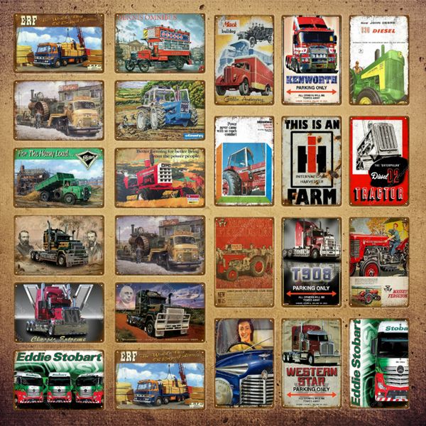 Retro Farm Metal Sign Outdoor Plaque Vintage Motor Car Truck and Farmhouse Worker Affiche décor mural pour garage Shop Farm Man Cave Cave Plate Decorative Taille 20X30CM