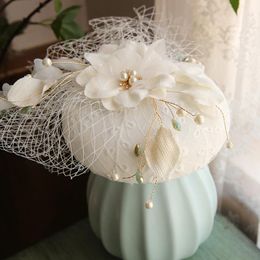 Retro fascinator hoed haar sieraden vrouwen bloem gezicht sluier hoofdtooi bruiloft bruids dames hoofddeksels clip stekende rand hoeden