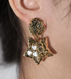 Boucles d'oreilles rétro en Zircon, bijoux de luxe légers, personnalité, pentagramme de lave, Clip d'oreille