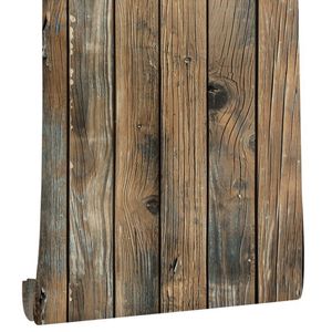 Retro faux hout behang stick korrel peel peel zelfklevende houten plank roll verwijderbare pvc covering voor restaurant kamer