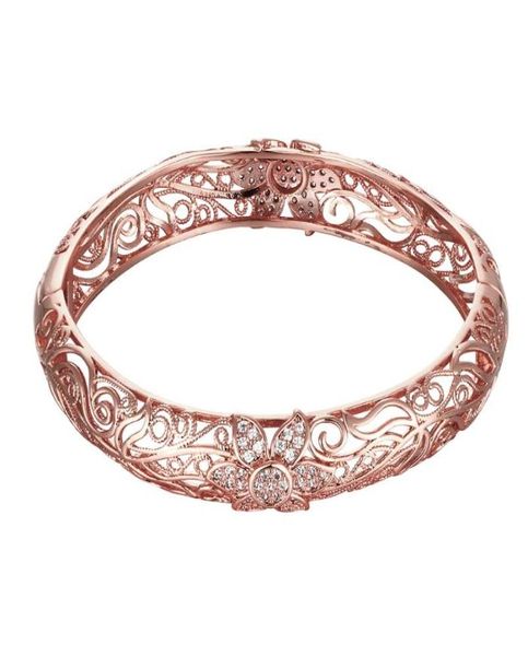 Retro Filigree Bangles Femmes Exquise Rose Gold Color Cumbic Zircon Bracles ethniques Modèles Bijoux creux Accessoires pour Lady5510736