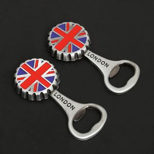 Retro vlag bier flesopener legering Souvenir Corkscrew magnetische koelkast magneet promotie cadeau Keukenbar feestbenodigdheden